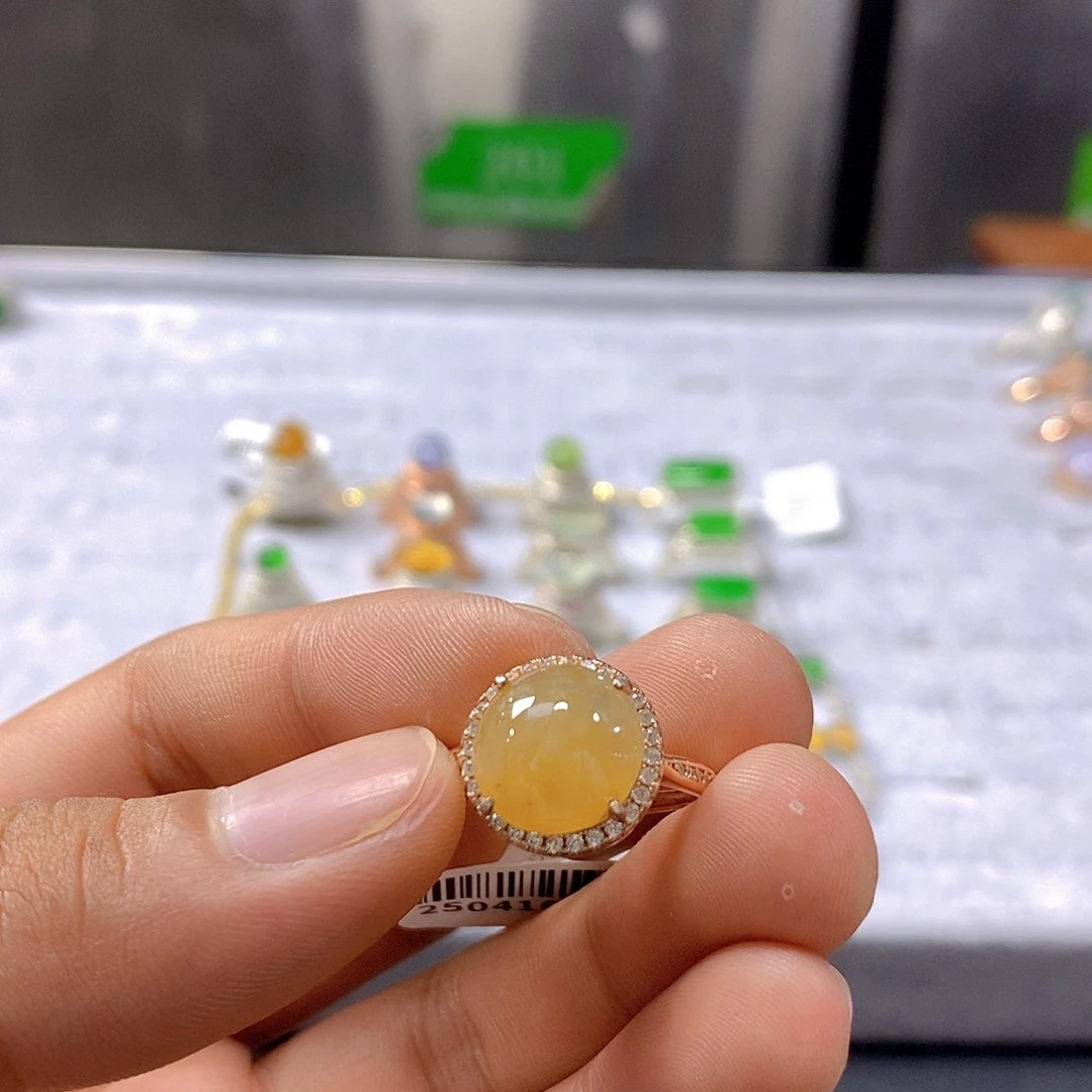 翡翠戒指银S925镶嵌44号