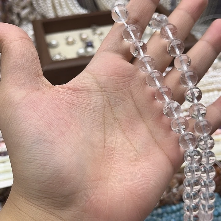 玛瑙/玉髓未镶嵌珠宝半成品一条10mm左右白水晶带棉