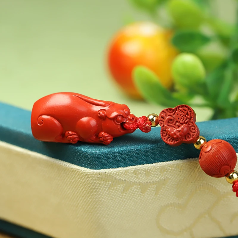 含辰砂工艺品朱砂貔貅手机挂