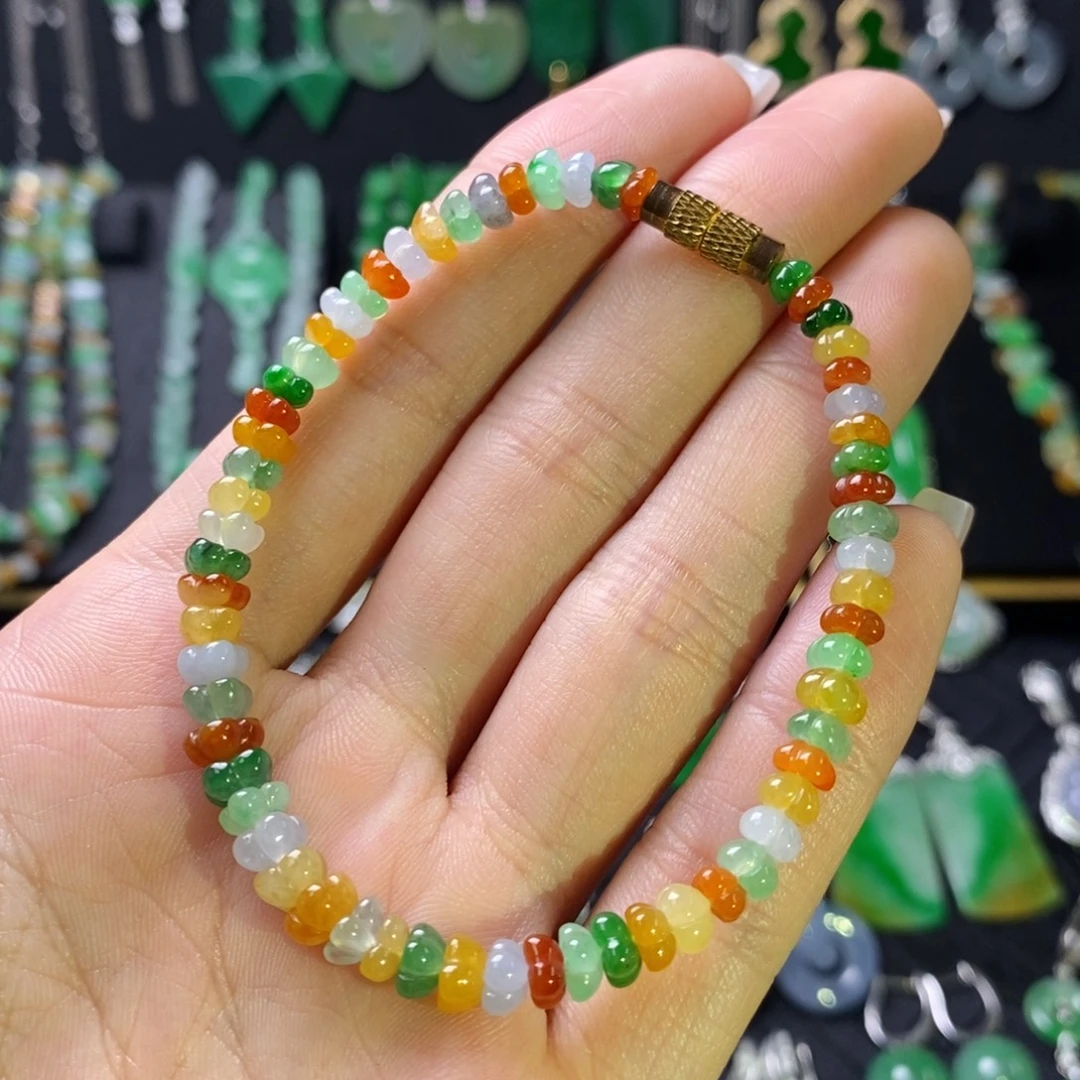 翡翠未镶嵌手串多宝小桂花