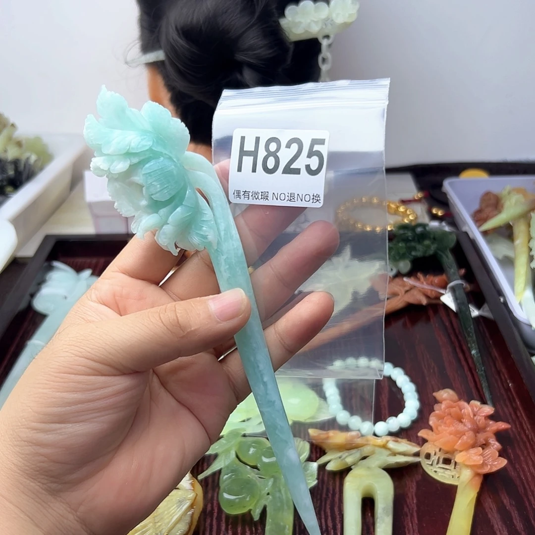 蛇纹石玉合金发饰穆*