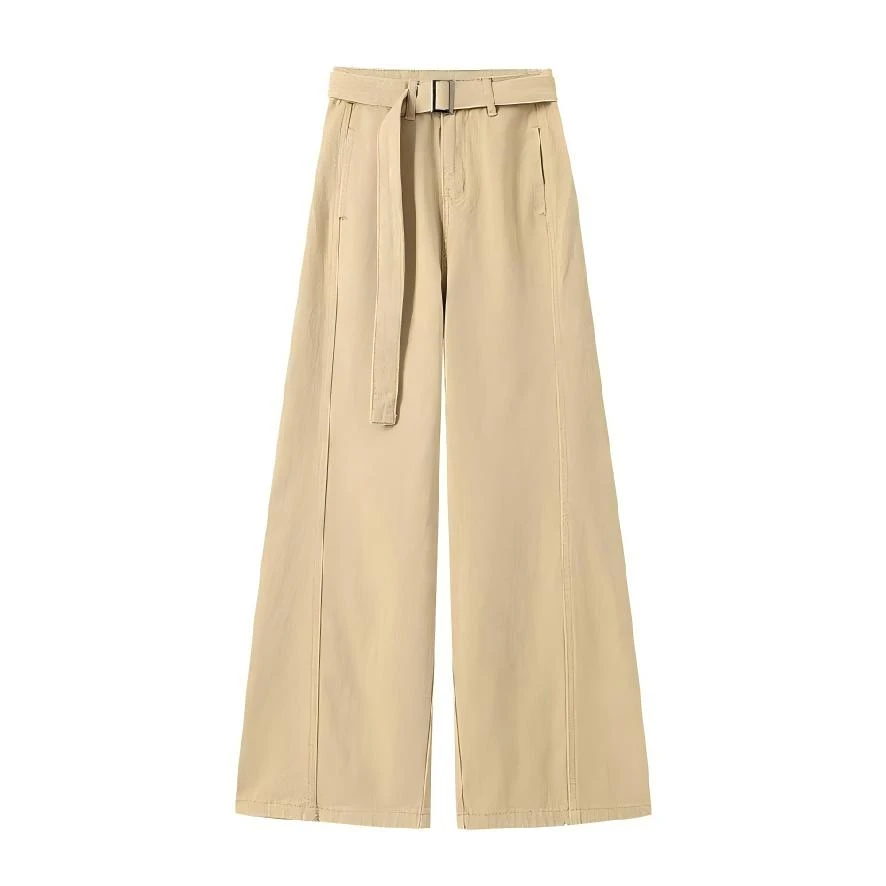 门店59&9！沙尘休闲裤」巨遮肉100%水洗棉宽松直筒阔腿裤女C22190