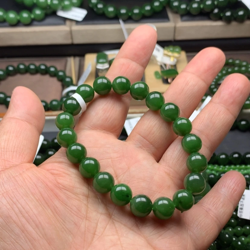【闪购商品】未镶嵌手串和田玉（碧玉）冰辣10m m