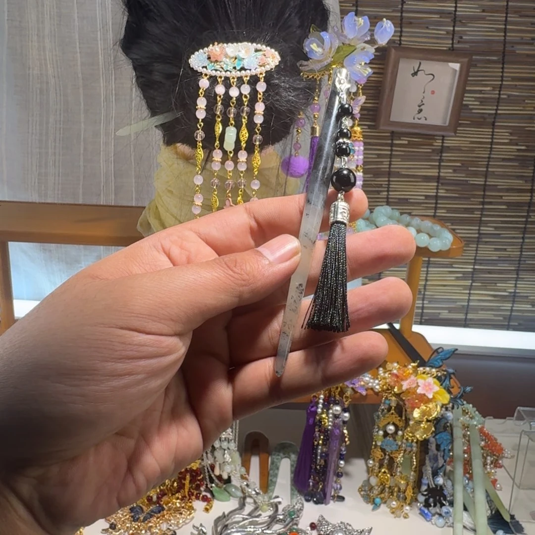 蛇纹石玉合金发饰