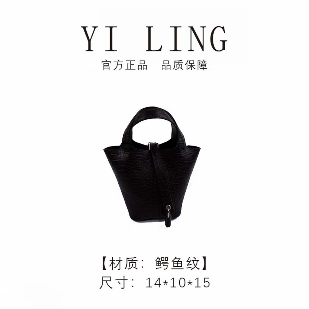 YI LING【2025新款】黑色 鳄鱼纹 手提包 30629