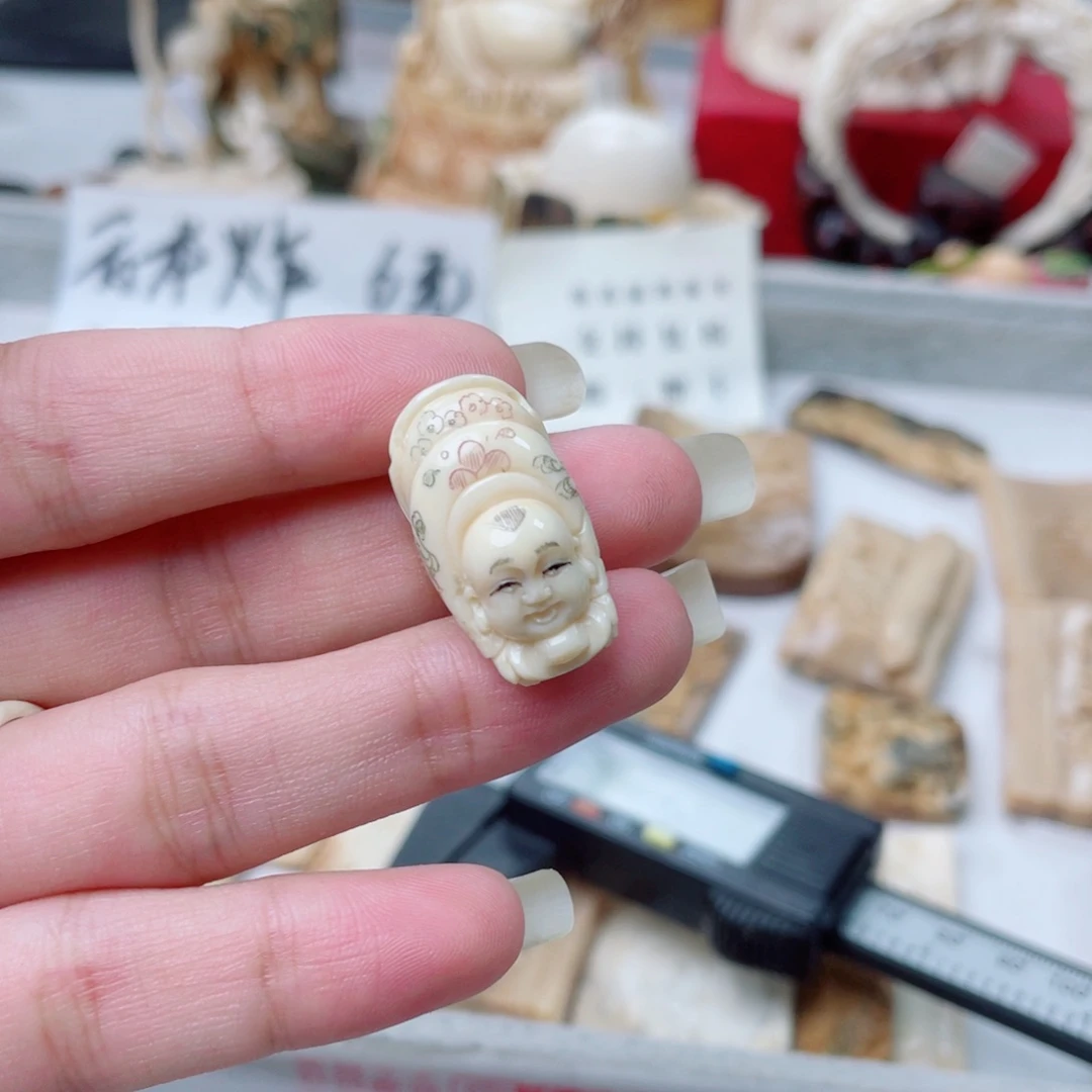 吊坠柏香籽/百香籽猛犸牙弥勒笑佛配饰