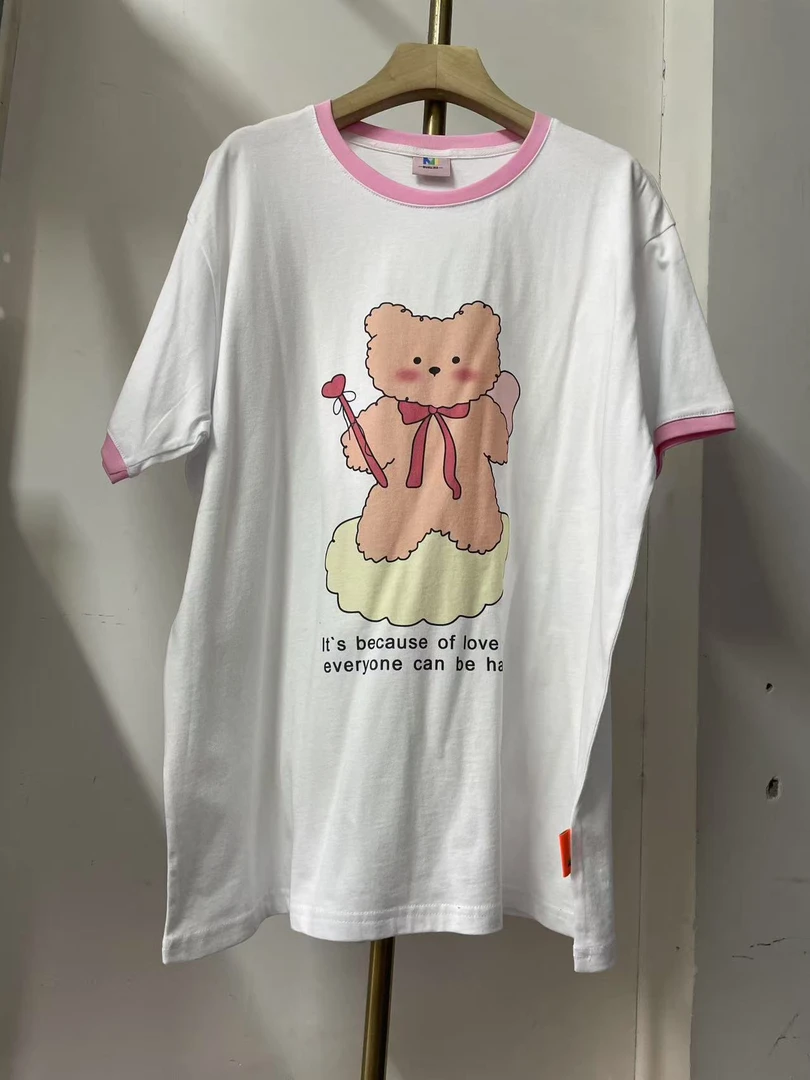 拼色韩版印花凉感T恤夏季均码绗缝工艺