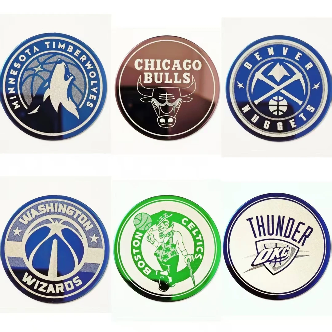 NBA队标 金属徽章镜面材质:不锈钢 尺寸:徽章圆形5cm磁吸