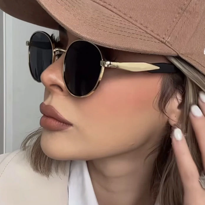 欧美复古金属朋克风圆形大框墨镜男女圆脸高级感嘻哈蹦迪太阳眼镜