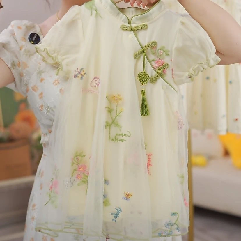 女童旗袍连衣裙2025夏装儿童公主中国汉服中式宝宝礼服夏季裙子夏