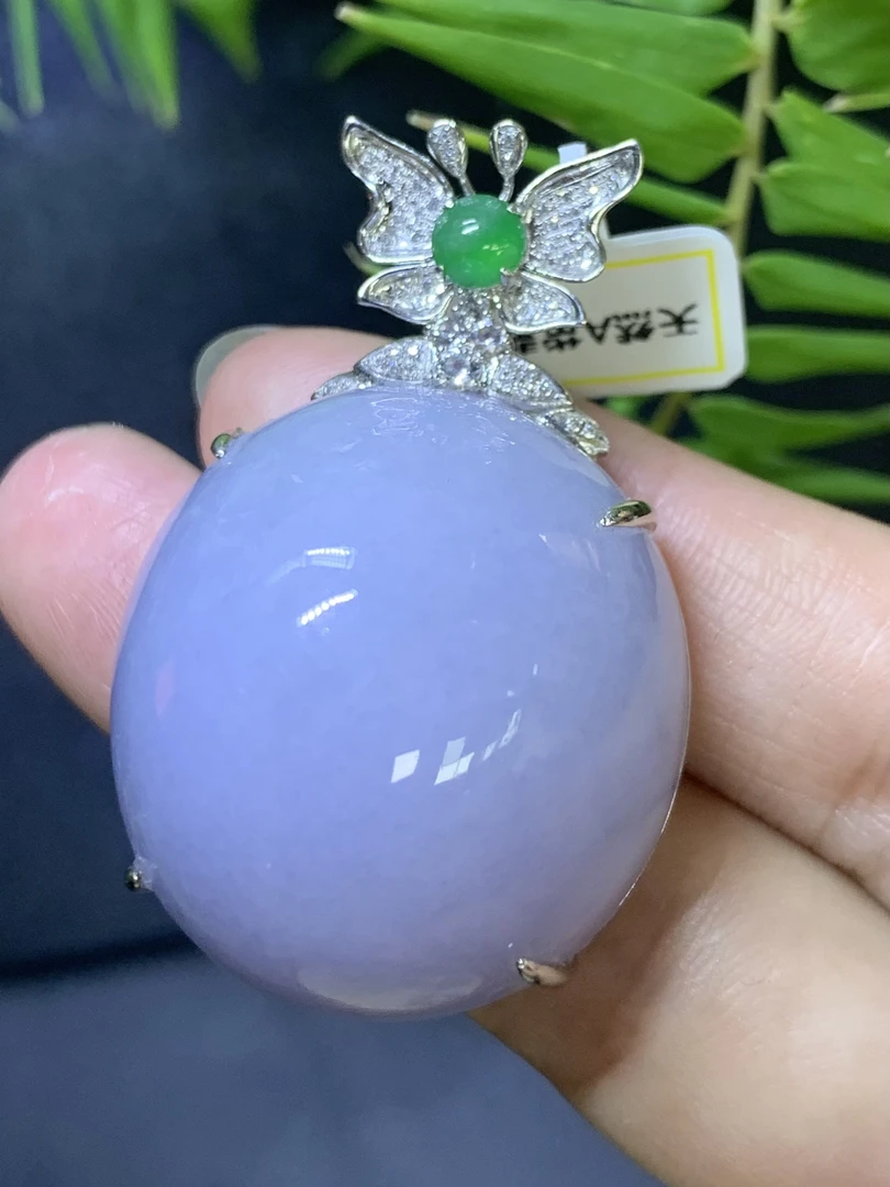 紫罗兰蛋面吊坠 天然A货翡翠 尺寸：43.1*27.6*18.3mmX玉1.19精美