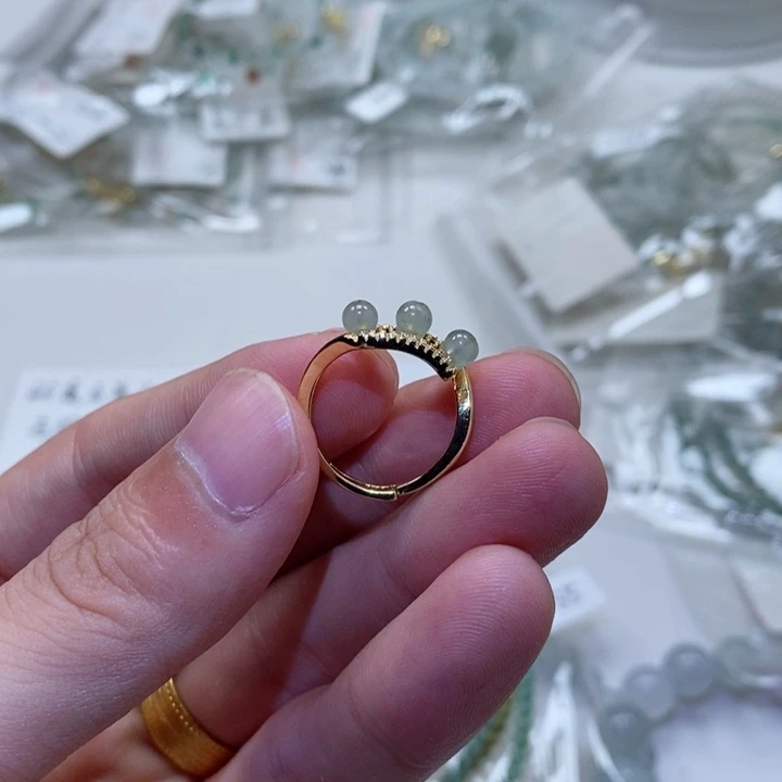 翡翠合金套链戒指