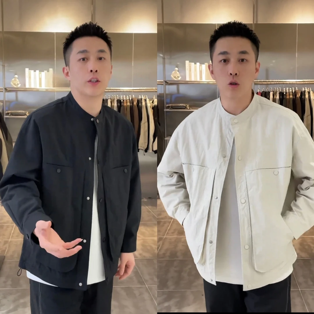 春季新款潮流亨利领衬衫外套男简约高档时尚显瘦百搭宽松休闲夹克