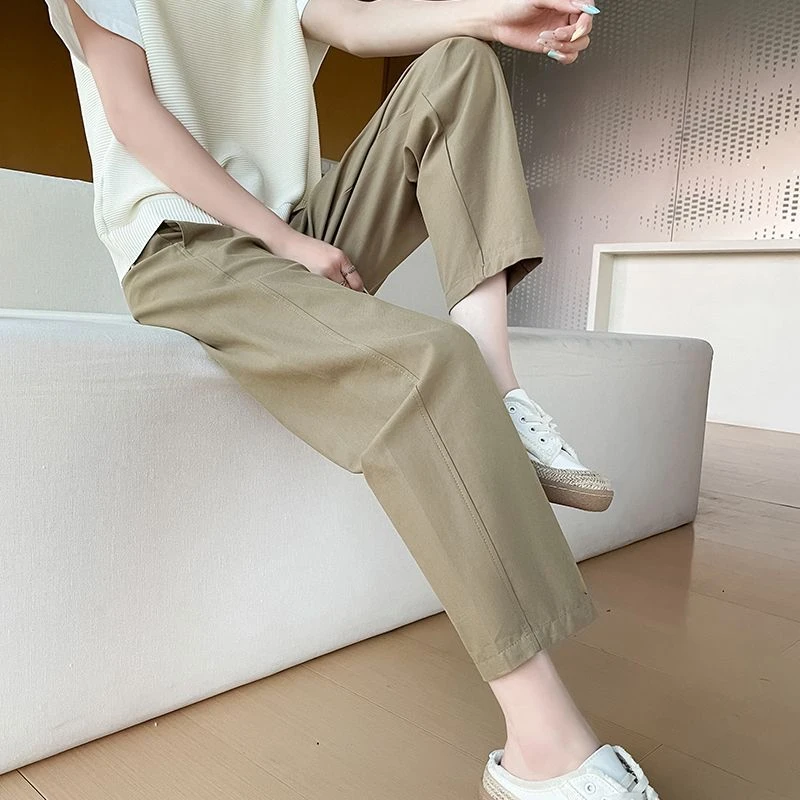 冰丝哈伦西装裤夏季新款薄款休闲直筒小个子萝卜九分显瘦烟管裤子