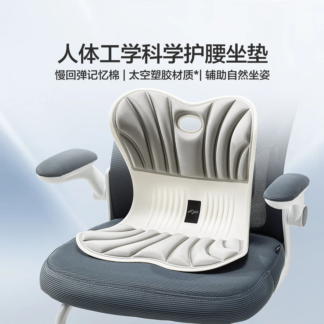 水星家纺人体工学科学护腰透气坐垫慢回弹记忆棉辅助坐姿腰垫严选