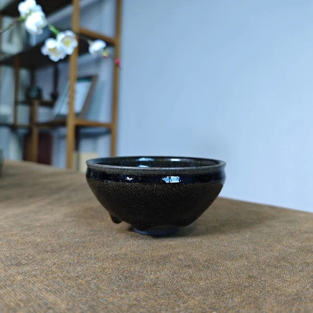 吴兴乾柴烧建盏主人杯纯手作陶瓷杯高端复古茶盏乌金香炉鬲73159