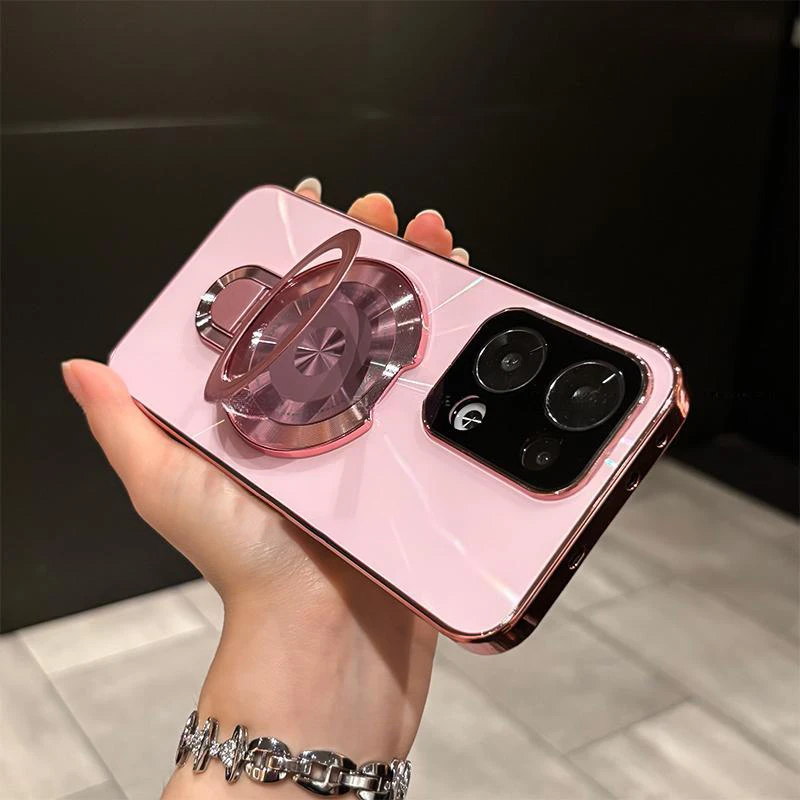 适用opporeno13手机壳磁吸支架保护套镭射CD纹reno13peo防滑条