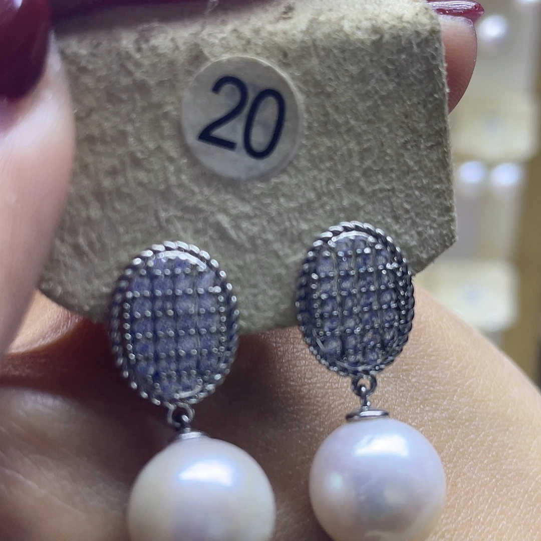 淡水珍珠耳饰银S925镶嵌