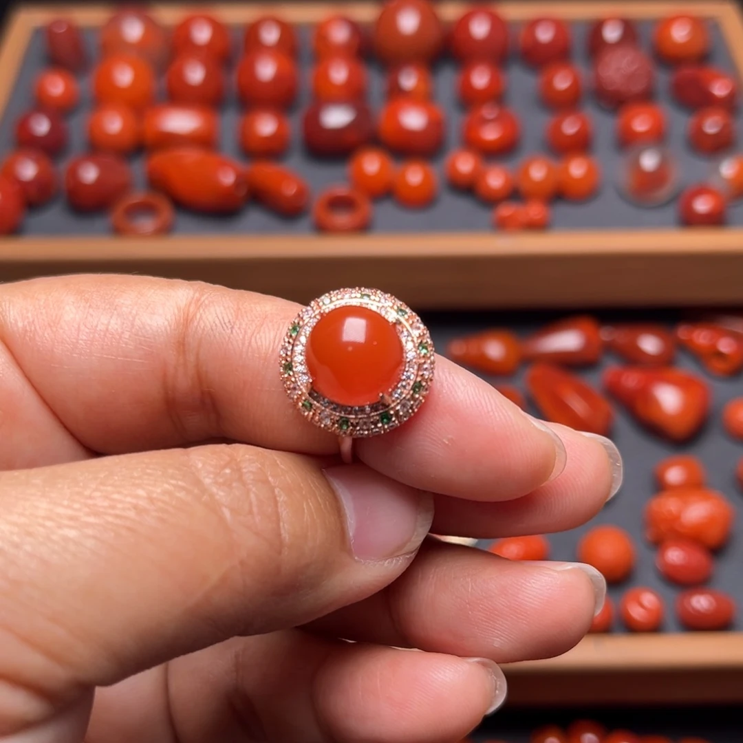 南红玛瑙配饰未镶嵌戒指