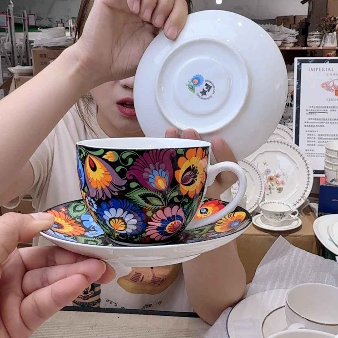 瓷骨瓷咖啡杯碟2套（4件）220ml外贸骨瓷微瑕