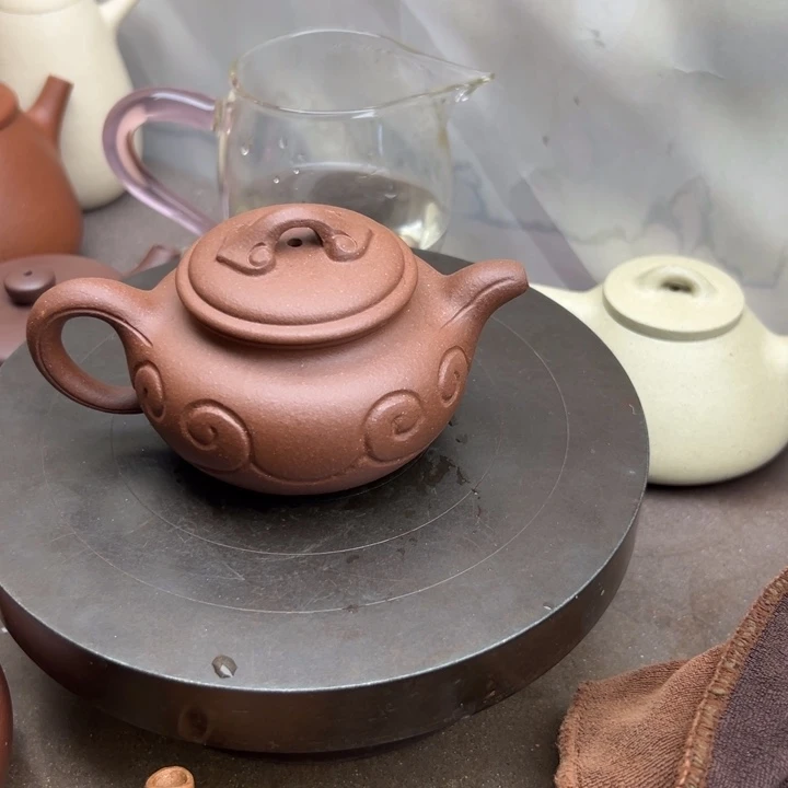 紫砂茶壶紫泥如意仿古150c c