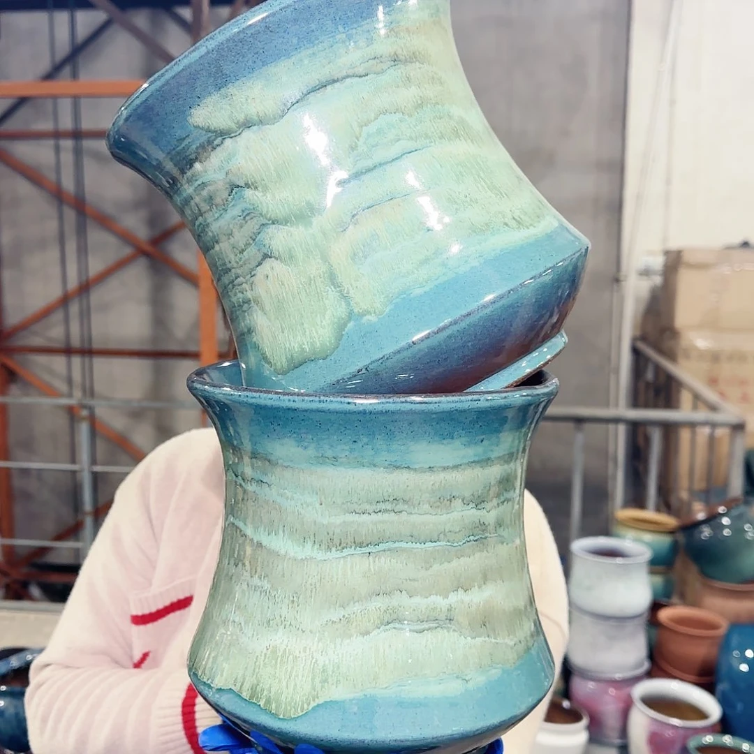 紫砂花盆高21口20