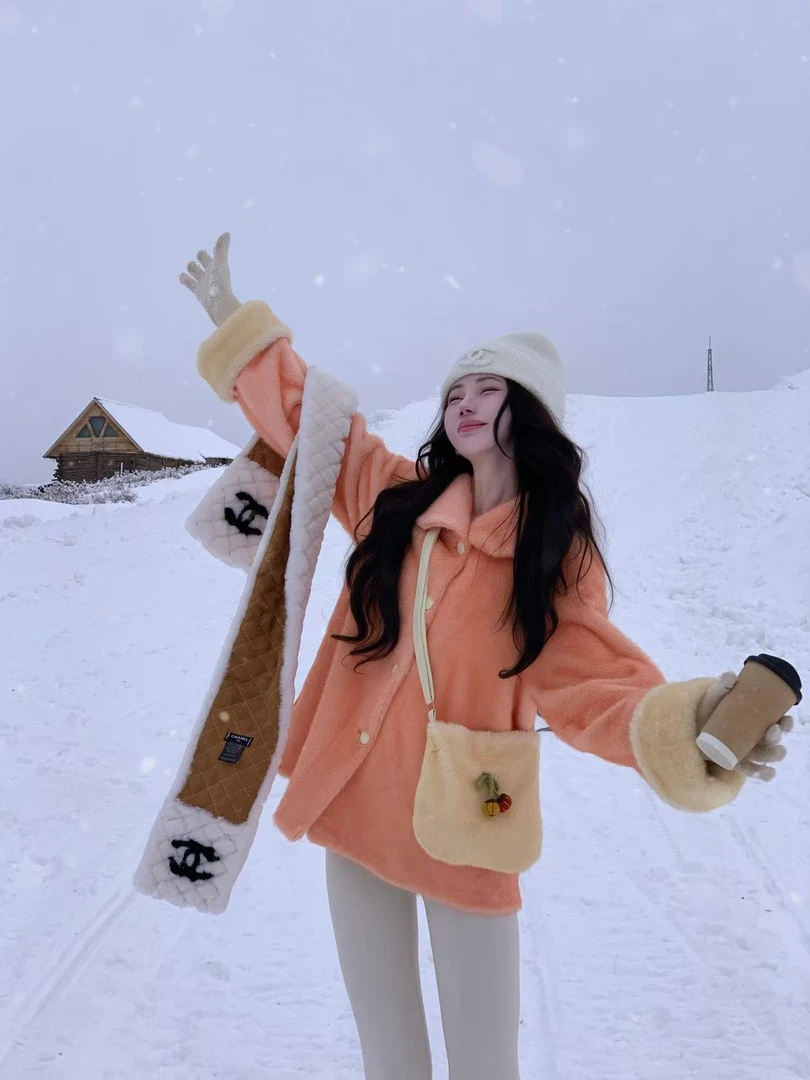 【雅乔定制】橙光岛屿 翻领环保毛毛外套女冬季保暖DYYY-250851140