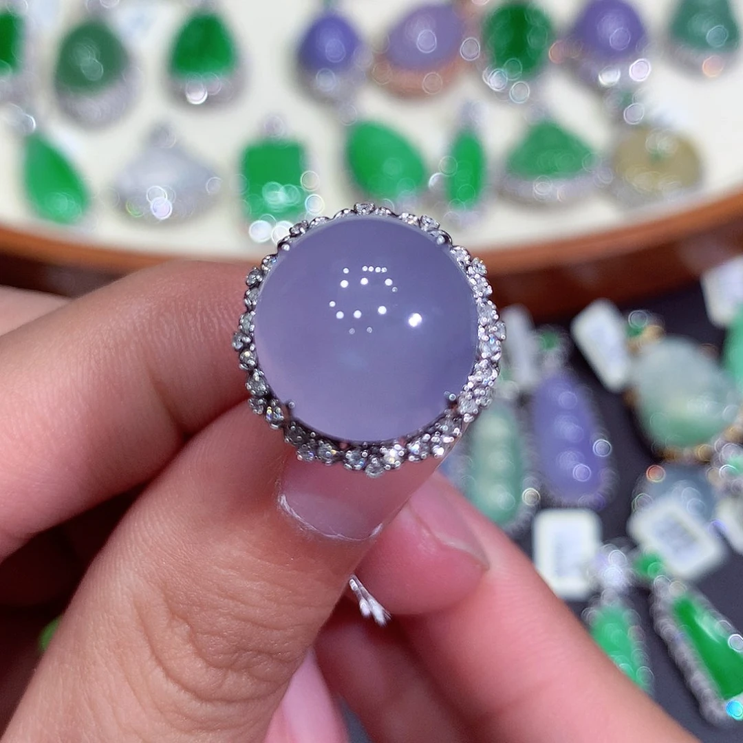 翡翠吊坠(不含链)18K金镶嵌