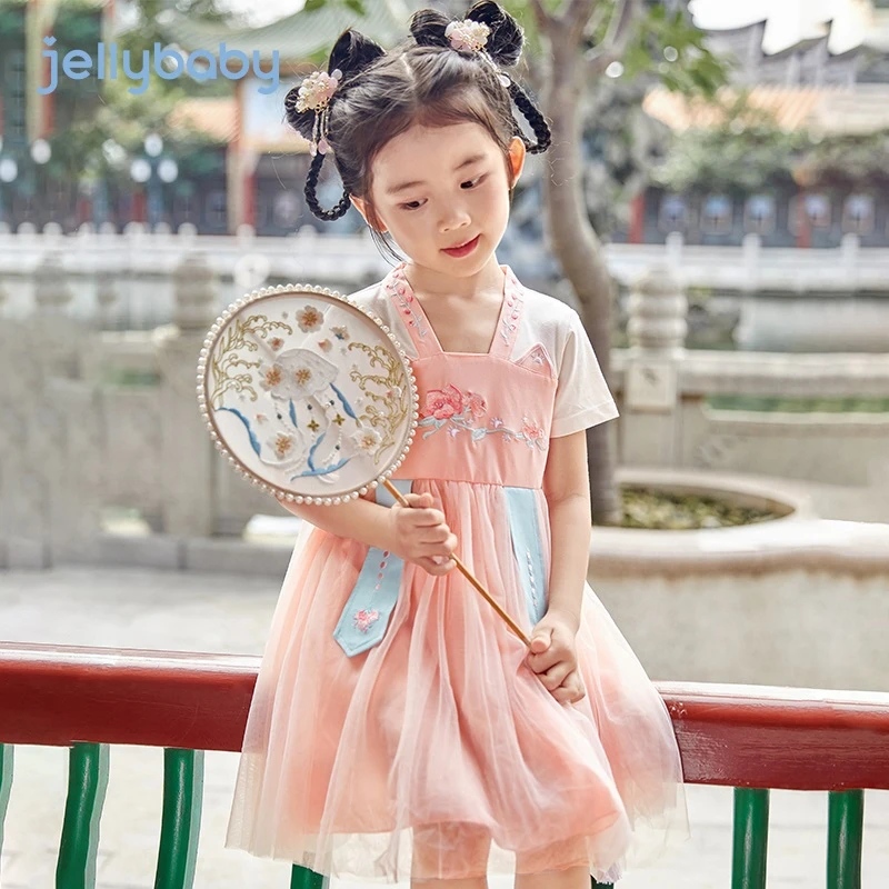 jellybaby杰里贝比汉服唐装女孩夏天国庆中秋礼物裙子 JEG12952J