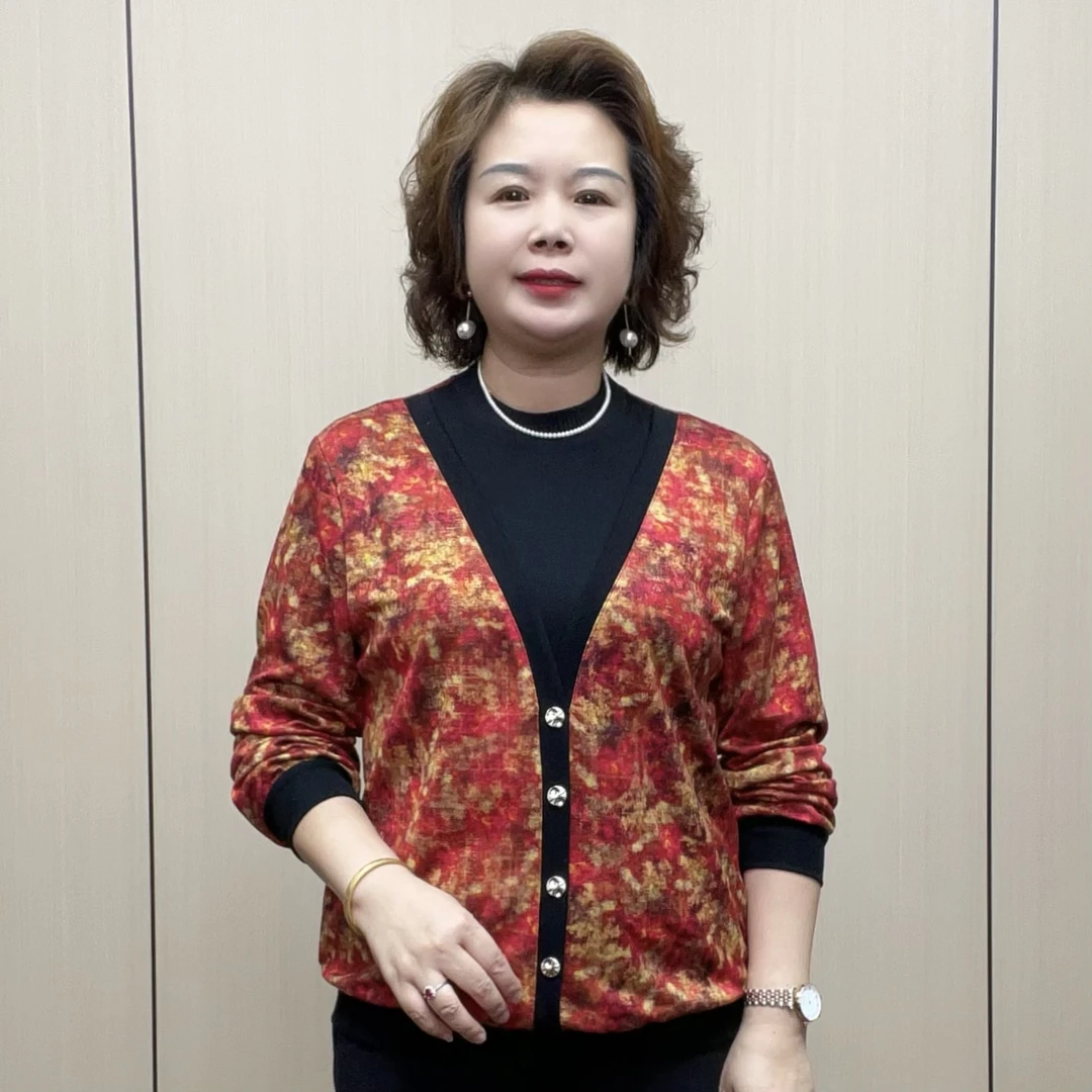 2025秋季时尚中老年长袖弹力气质女装宽松显瘦百搭洋气妈妈装