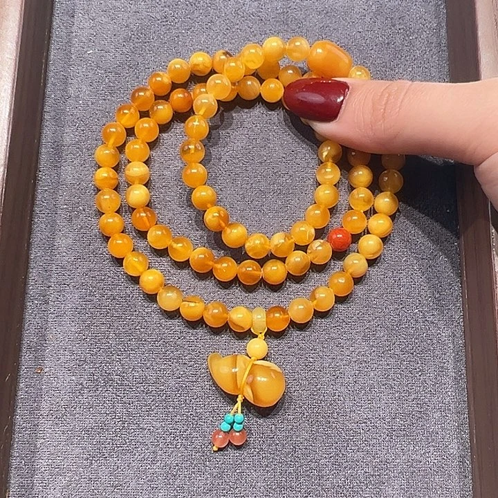 蜜蜡未镶嵌手串6.9mm蜜蜡手串