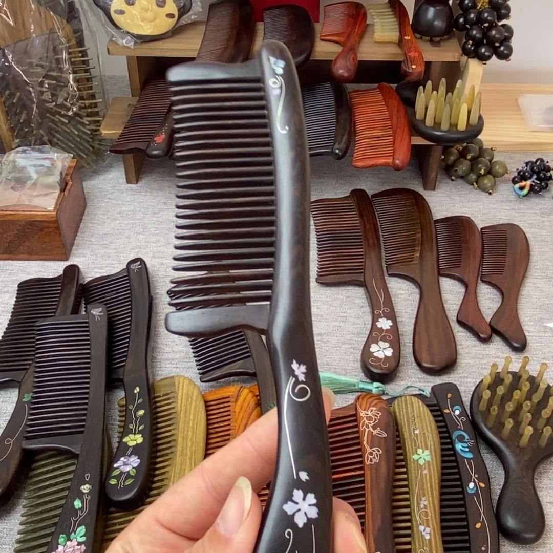东非黑黄檀（紫光檀）插齿梳子