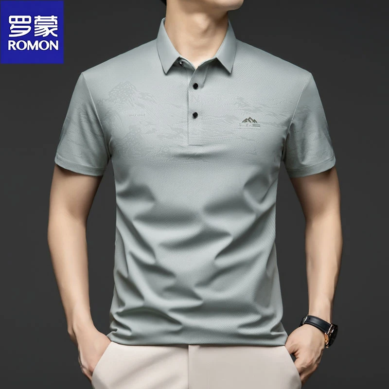 【桑蚕丝+冰氧丝】罗蒙夏季冰爽polo衫男透气翻领亲肤柔软薄款短袖