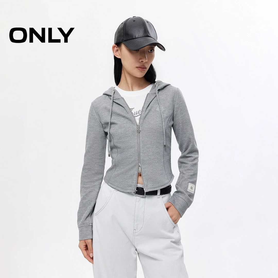 ONLY秋季运动休闲连帽双向拉链长袖开衫卫衣女|12539R009