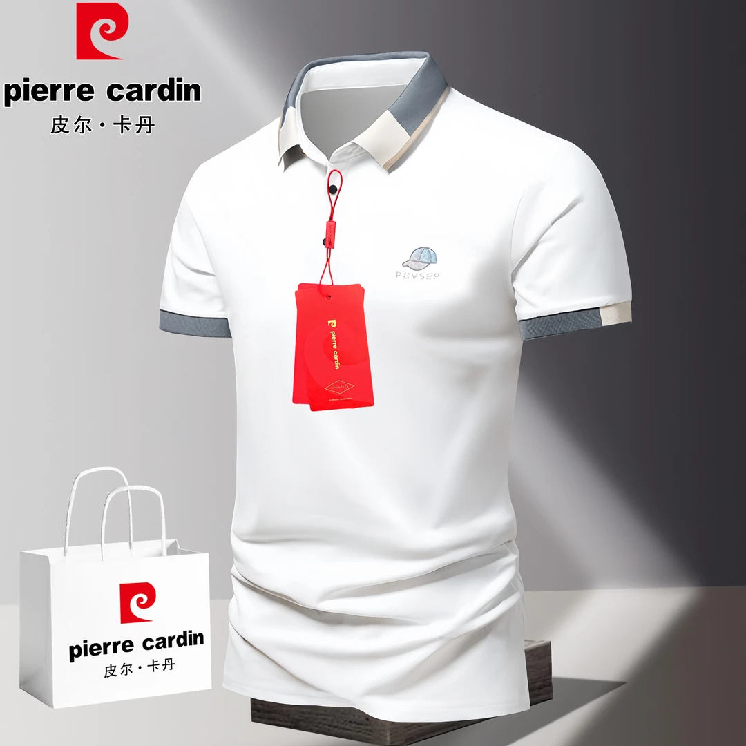 皮尔卡丹男士时尚翻领polo衫夏季新款短袖修身T恤透气轻商务休闲