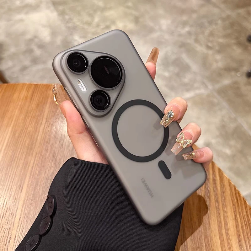 超薄磨砂磁吸适用华为pura80pro手机壳镜头膜pura70pro肤感保护壳