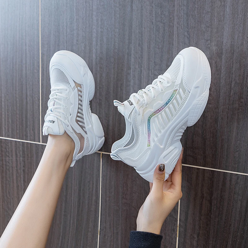 万达撤柜头层牛皮老爹鞋女鞋2025新款韩版百搭网面休闲运动小白鞋