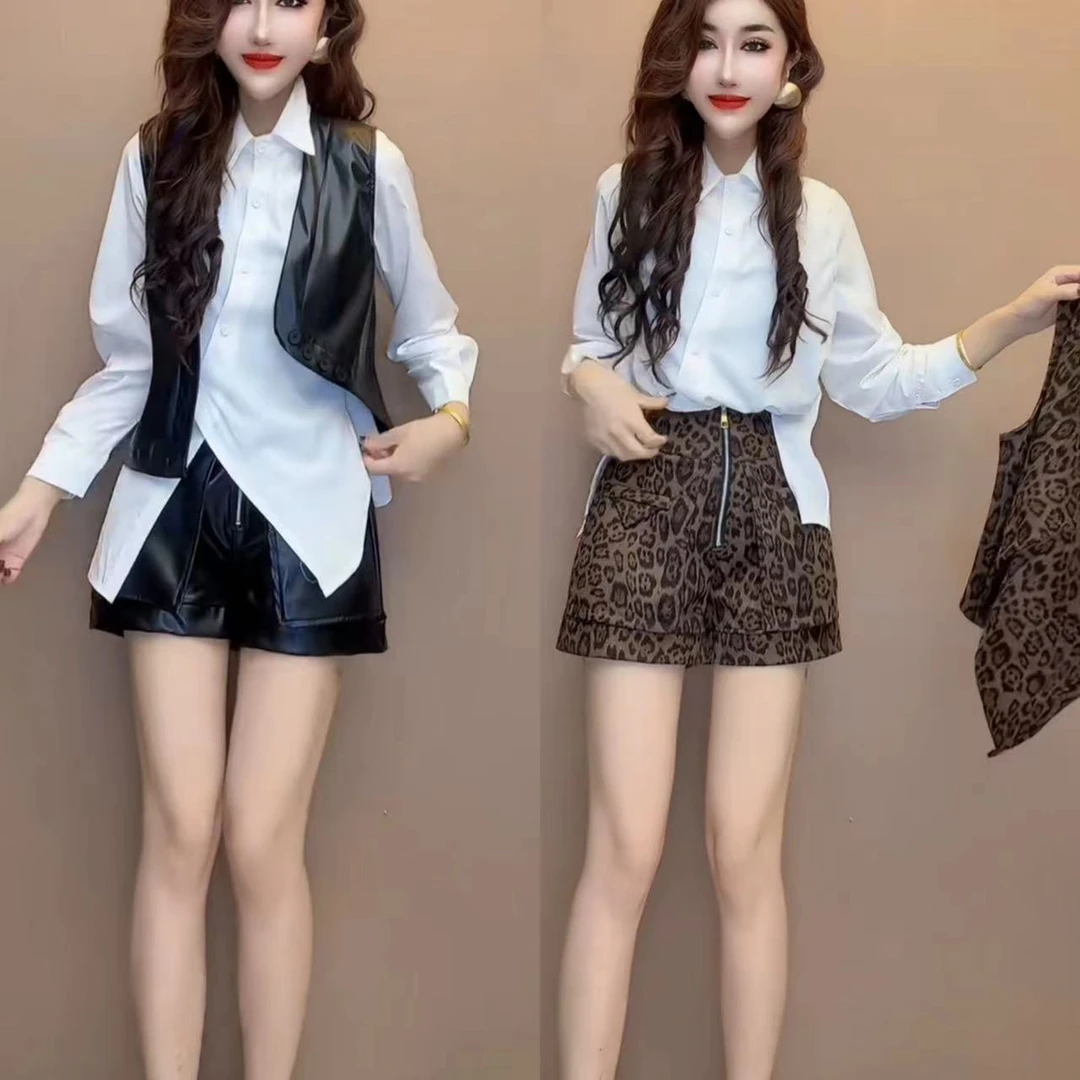 简约通勤英伦时尚套装套装衬衫阔腿洋气高腰气质百搭