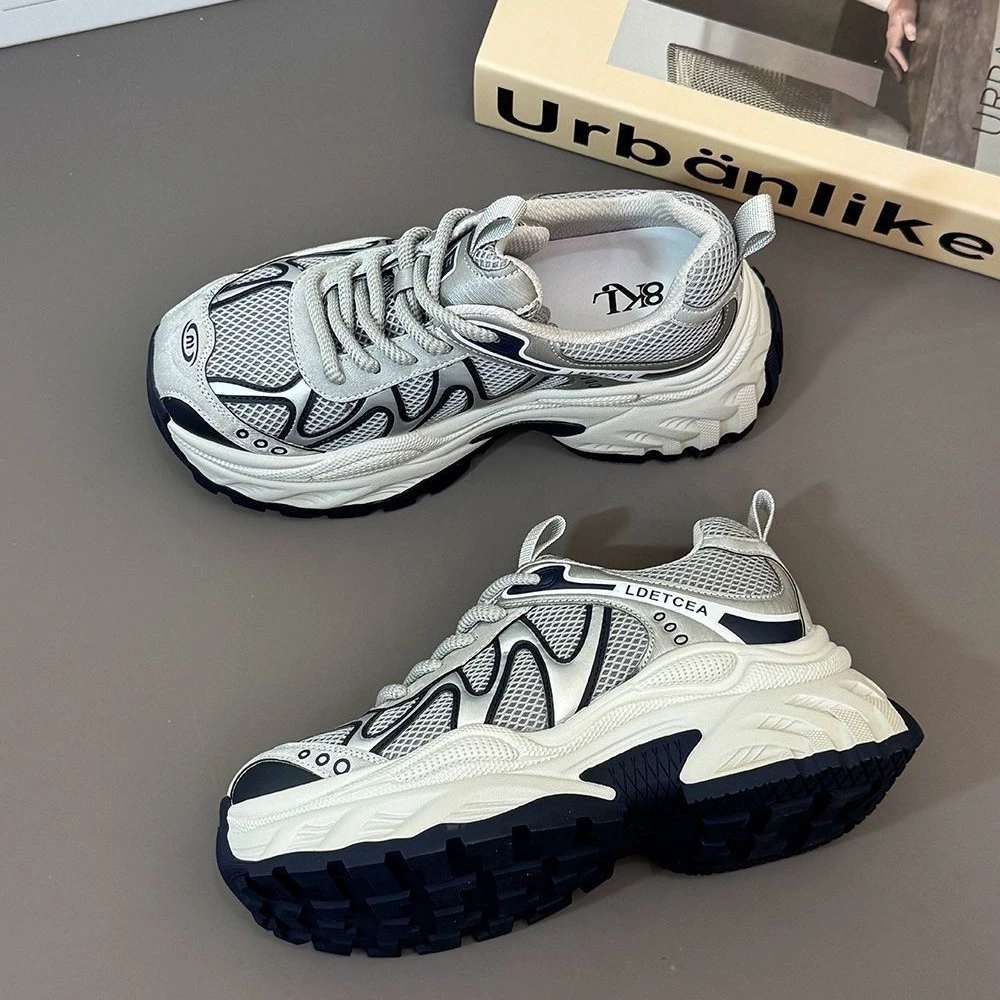 美俪行  秋冬新款潮流甜酷厚底增高老爹鞋