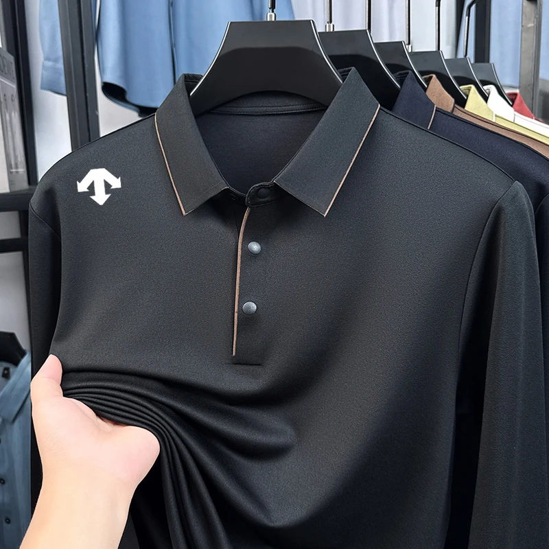 奥特莱斯撤柜丨迪桑家长袖POLO衫男士翻领秋季时尚百搭修身t恤潮