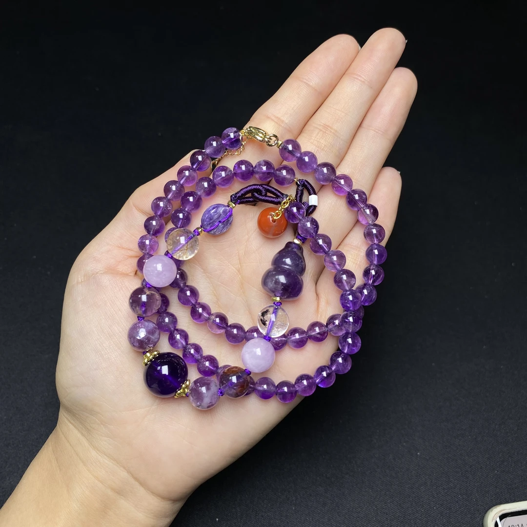 y130 天然九紫离火多宝项链多样性发一