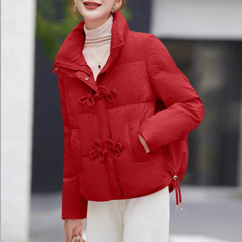 SHALLDOER【新年气息】盘扣棉服女2026秋冬季小个子棉衣棉袄高级感