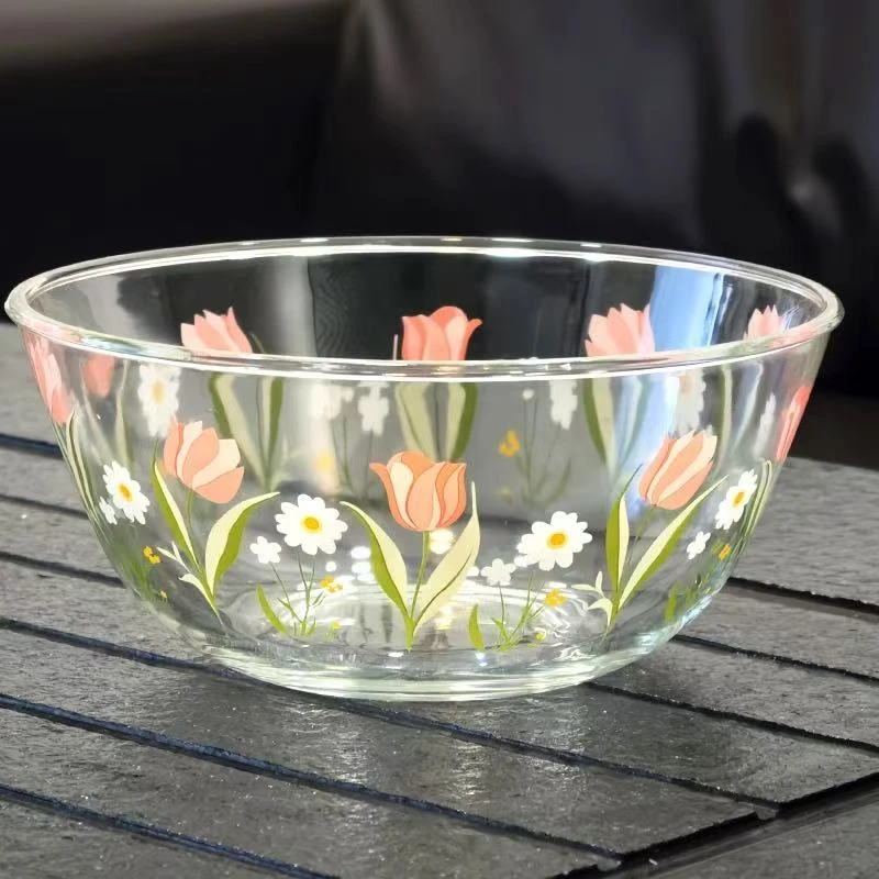 2700ml郁金香玻璃面盆家用耐高温大容量揉面醒面拌馅多功能大碗