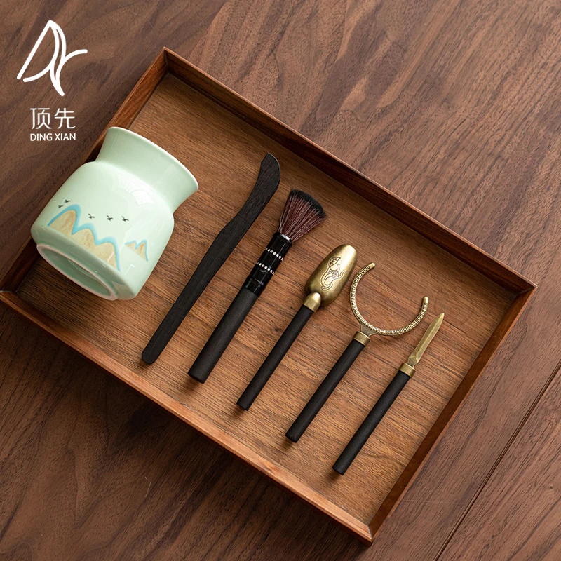 【青瓷-远山】茶道六君子茶道配件家用陶瓷功夫茶具A10636