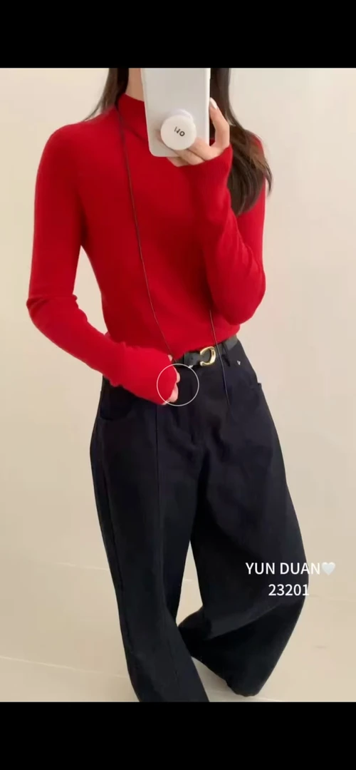 丽婉简经典无缝羊毛衫