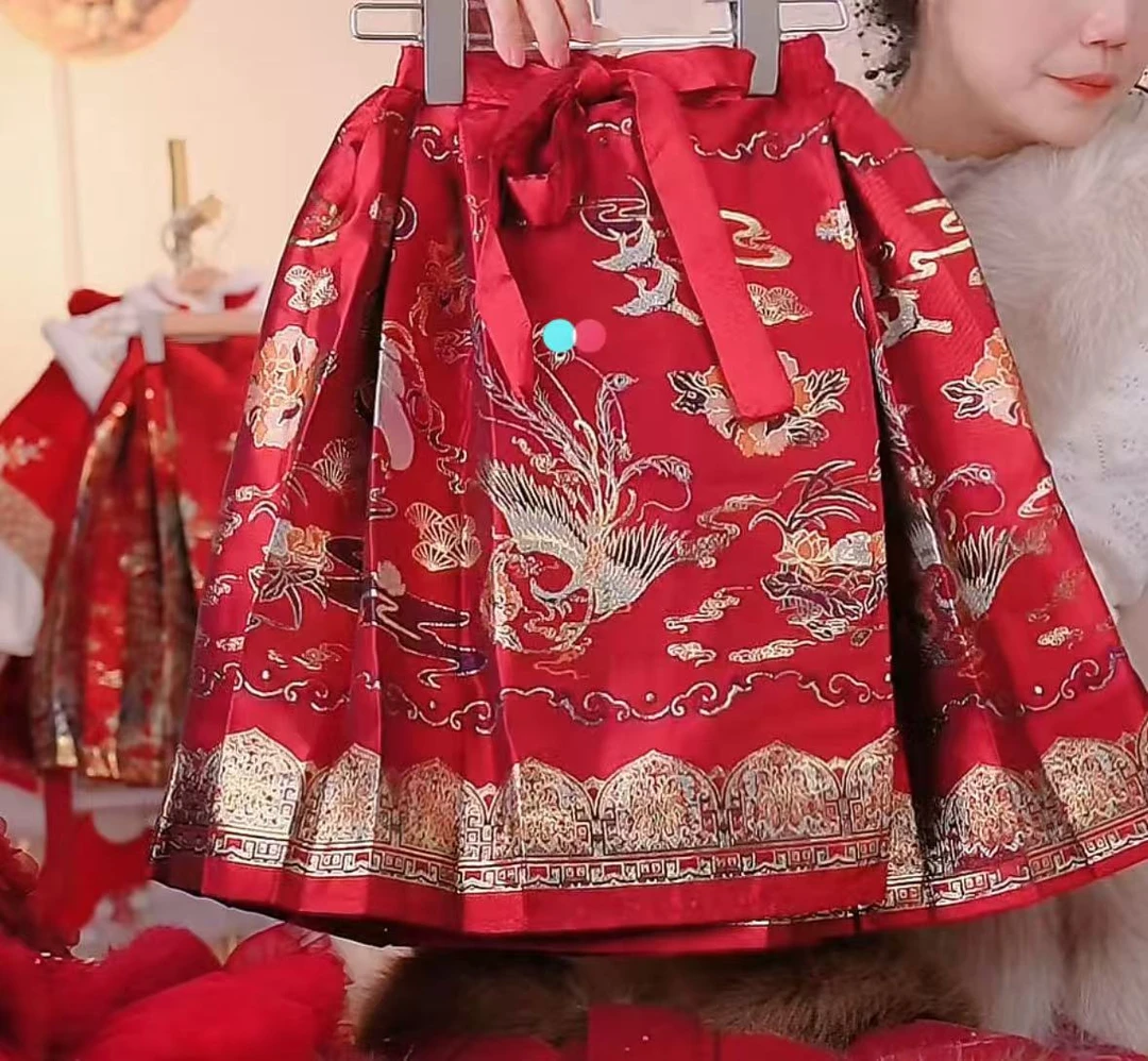 半身马面裙【织金-凤舞九天-马面裙】2024新款半身裙女童马面裙