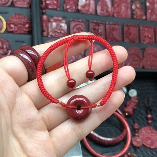 含辰砂工艺品平安扣编绳手链