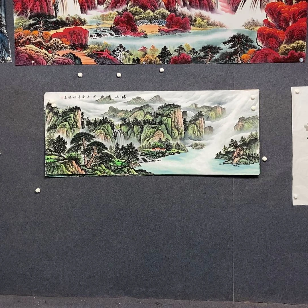 国画墨*小六尺山水一副