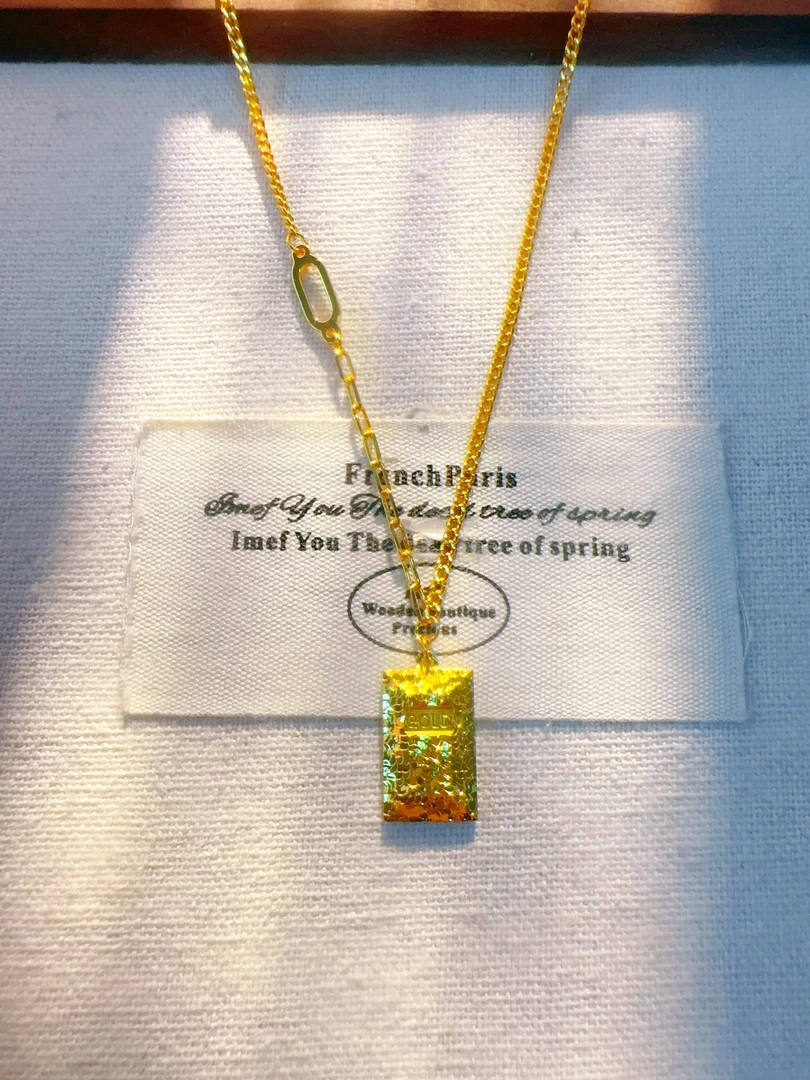 项链 爆闪碎冰冰暴富小方砖项链1089