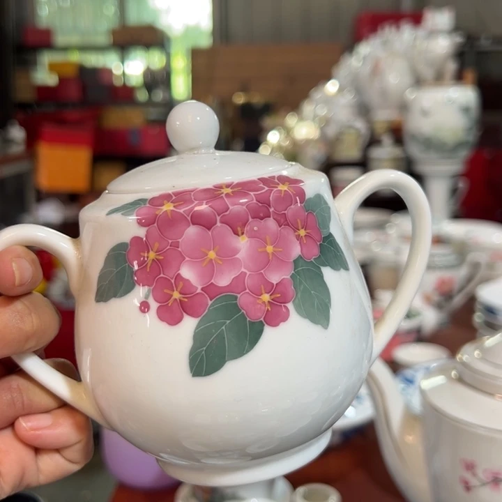 醴陵高温老厂瓷手工手绘双耳茶叶罐